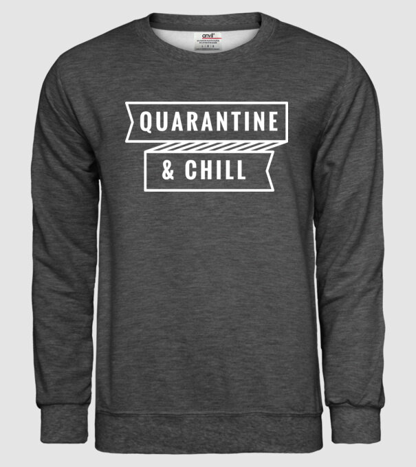 Quarantine and chill model gri închis pe tricou