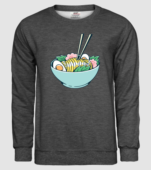 Paste Ramen model gri închis pe tricou