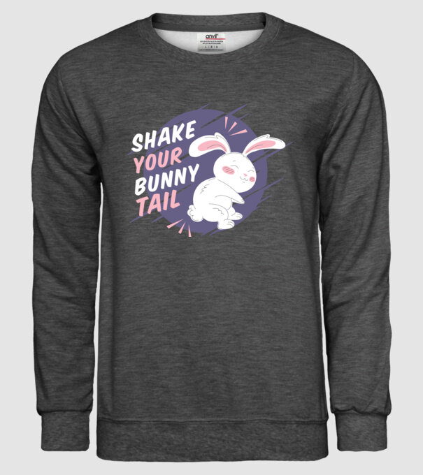 Shake your bunny tail model gri închis pe tricou