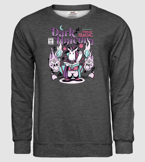 Magie neagră Unicorn model gri închis pe tricou
