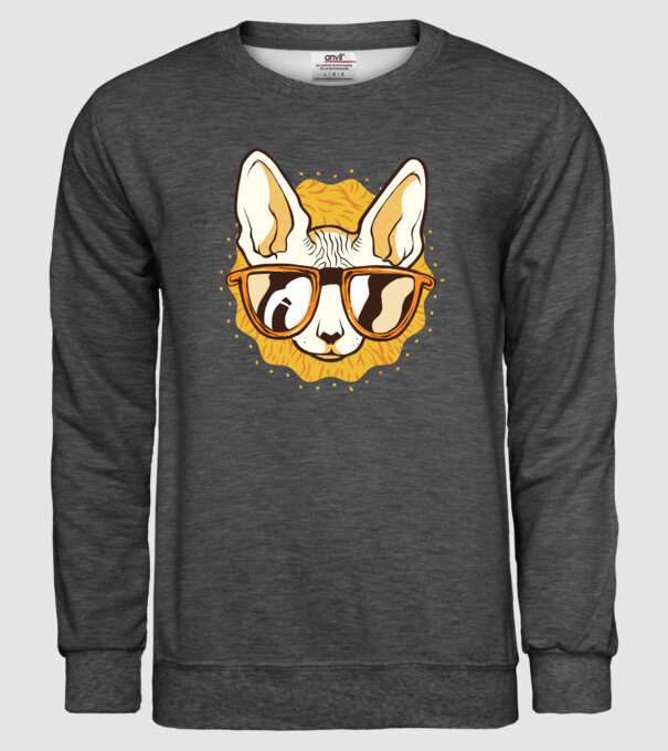 Sphynx Pisică Cool model gri închis pe tricou