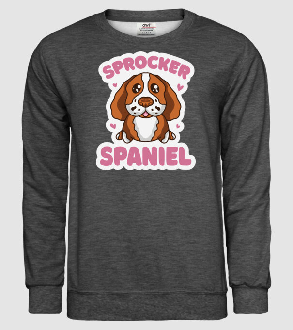 Sprocker Spaniel model gri închis pe tricou