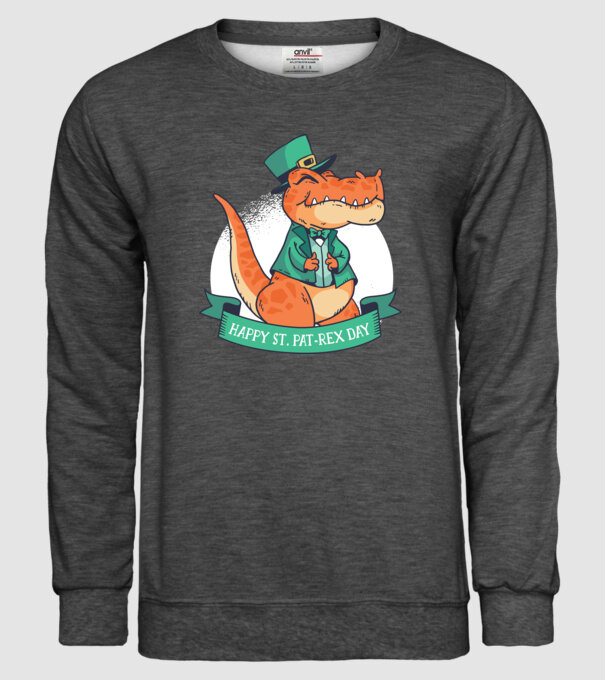Dinozaur Sfântul Patrick model gri închis pe tricou