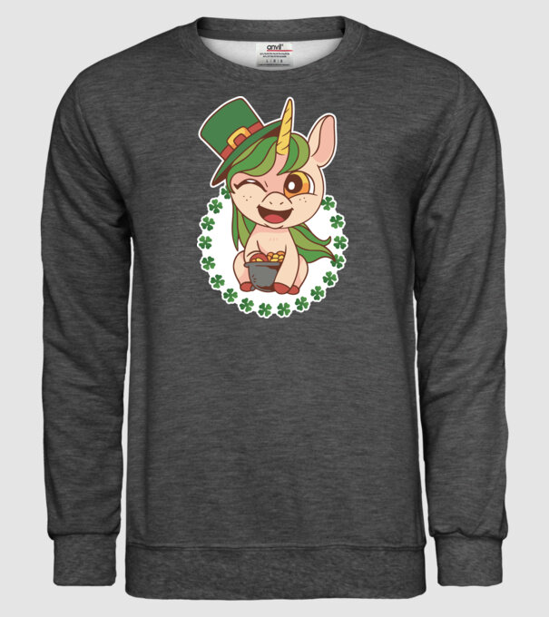 St Patrick Unicorn model gri închis pe tricou