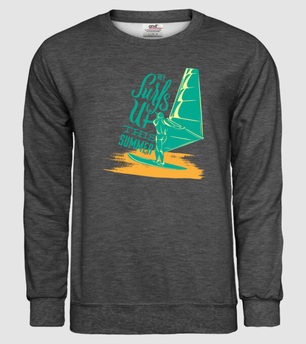 Surfs up this summer model gri închis pe tricou