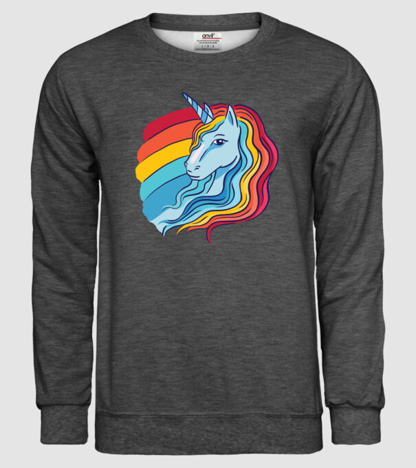 Unicorn cu Curcubeu model gri închis pe tricou
