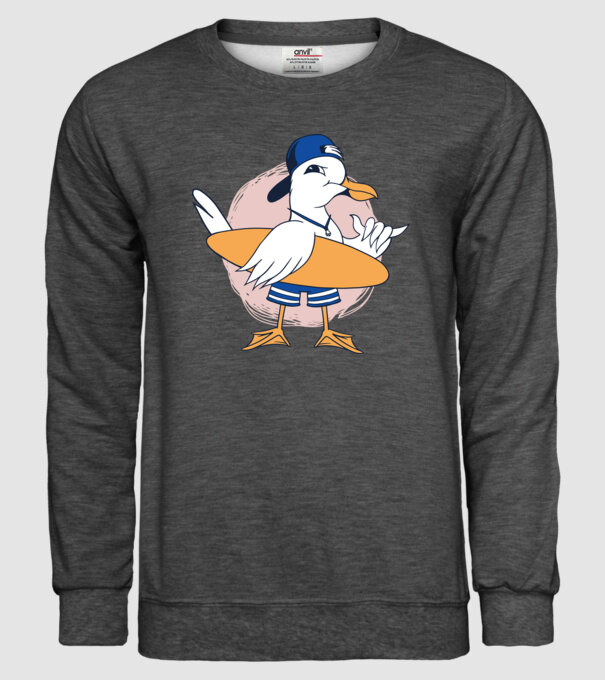 Pescăruș Surfing model gri închis pe tricou