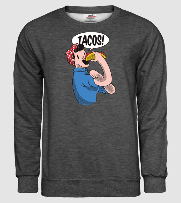 Tacos feminism model gri închis pe tricou