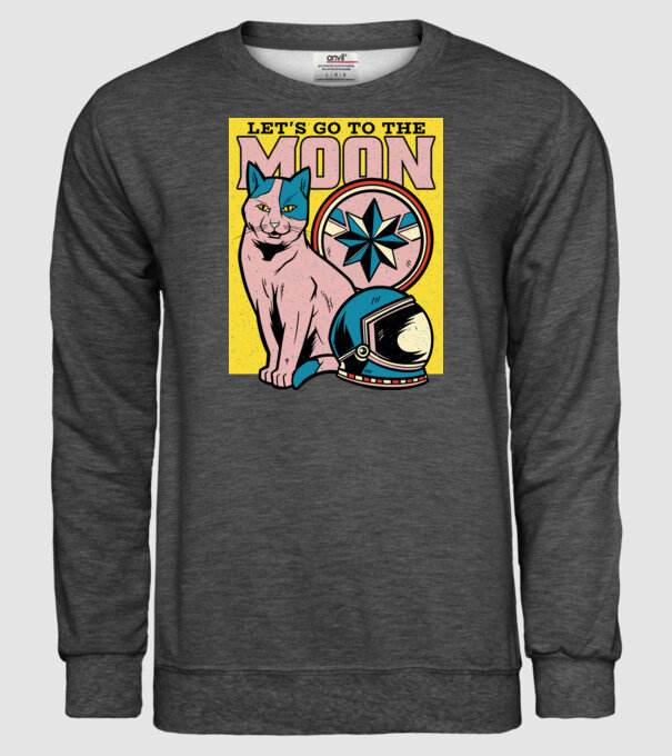 To the moon Pisică model gri închis pe tricou