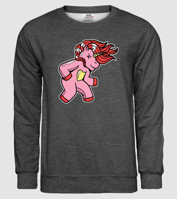 Unicorn model gri închis pe tricou