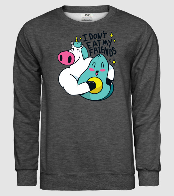 Unicorn Avocado Prietenie model gri închis pe tricou