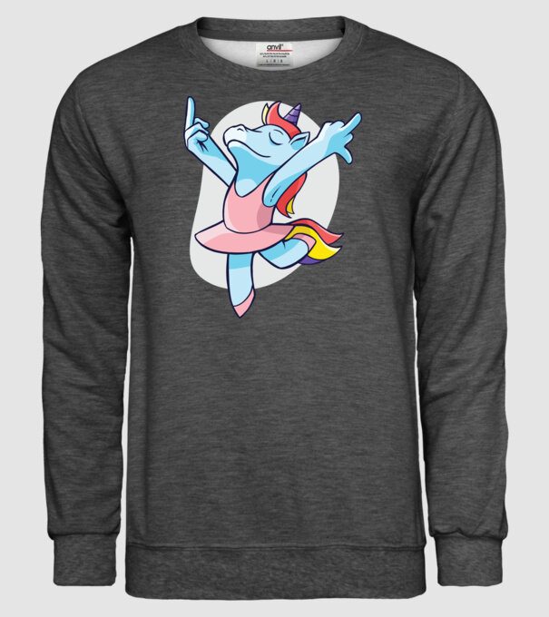 Unicorn Balet dans model gri închis pe tricou