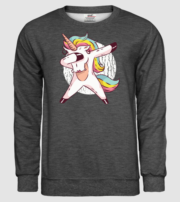 Unicorn DAB model gri închis pe tricou