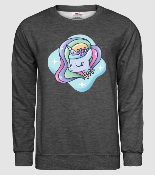 Cap de unicorn model gri închis pe tricou