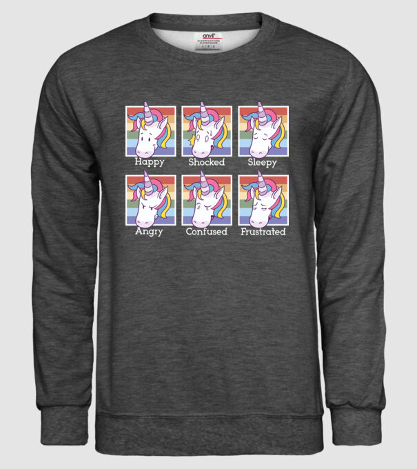 Capete de unicorn model gri închis pe tricou