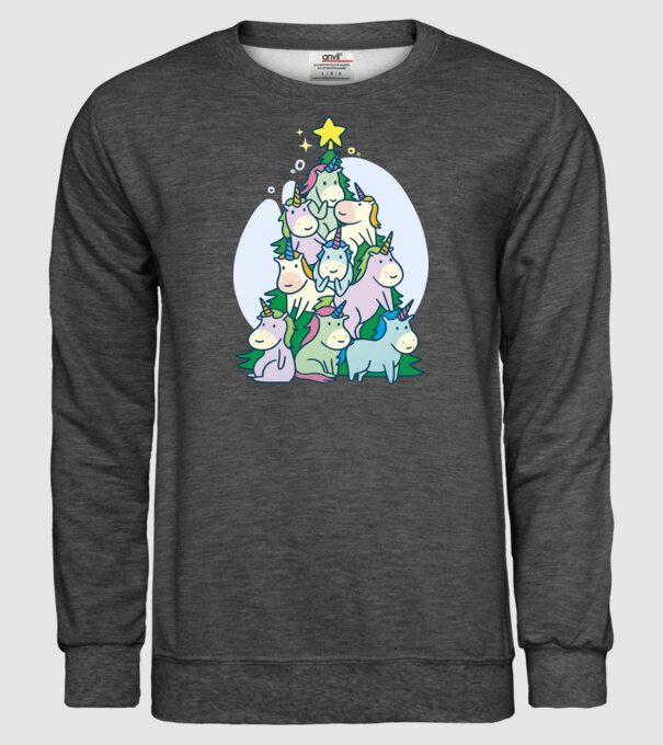 Unicorn pom de Crăciun model gri închis pe tricou