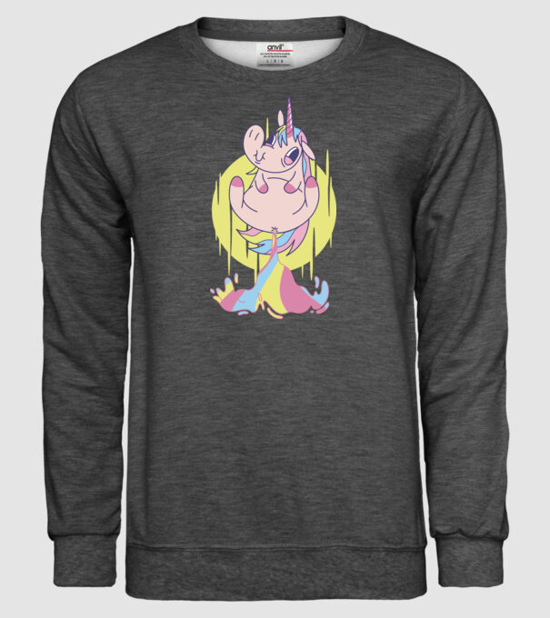 Bășină Unicorn model gri închis pe tricou