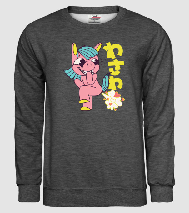 Bășică Unicorn model gri închis pe tricou