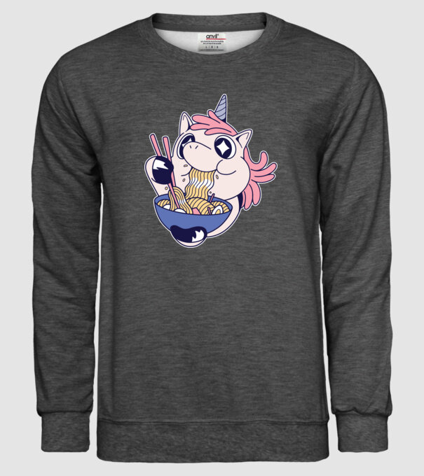 Unicorn Ramen model gri închis pe tricou