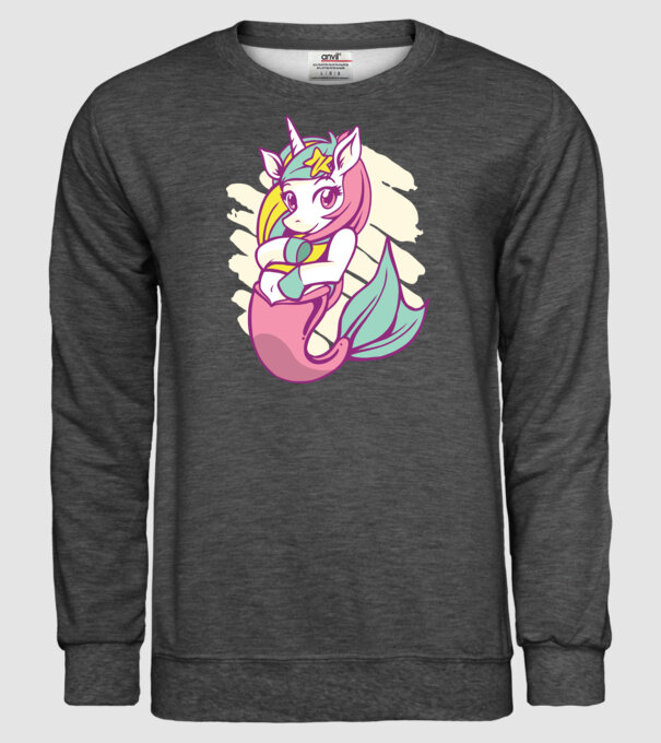 Unicorn Sirenă model gri închis pe tricou