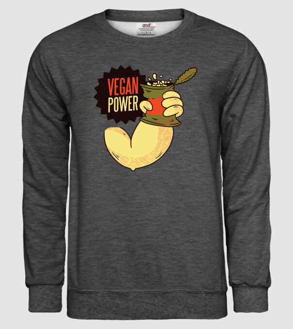 Putere vegan model gri închis pe tricou