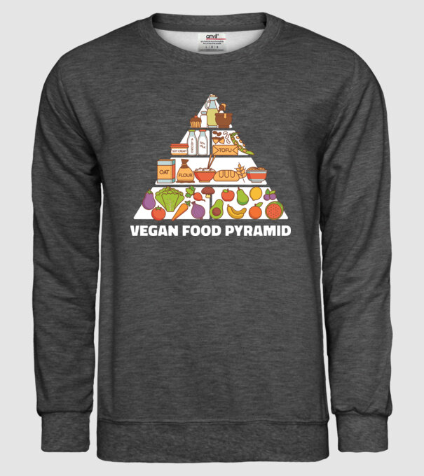 Piramidă vegan model gri închis pe tricou