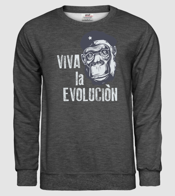 Viva La Evolucion model gri închis pe tricou