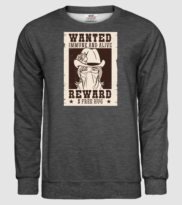Afiș Wanted - Îmbrățișări gratuite model gri închis pe tricou