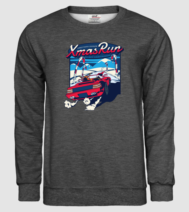 Xmas Outrun Retro Jucărie Crăciun model gri închis pe tricou