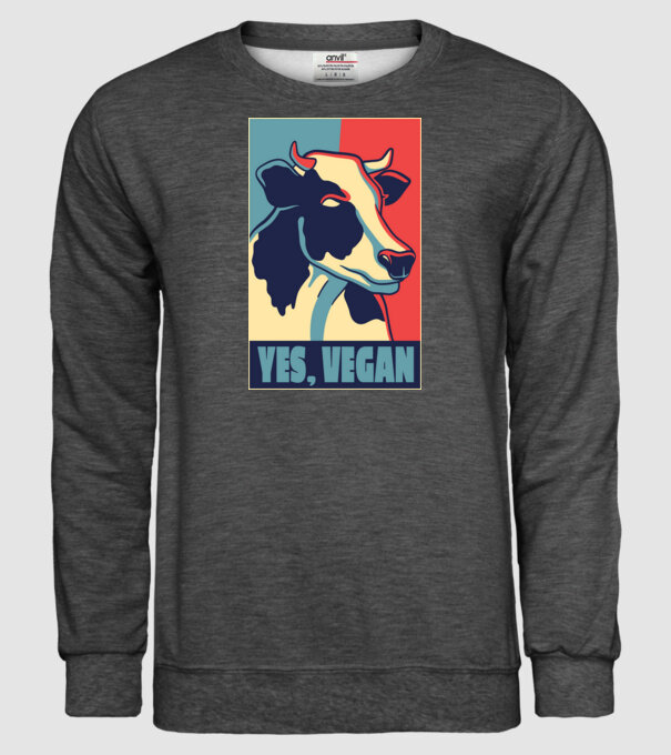 Yes, Vegan model gri închis pe tricou