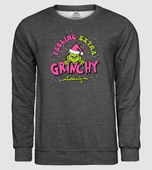 Feeling extra Grinchy today model gri închis pe tricou