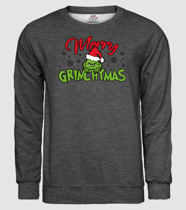 Merry Grinchymas - Grinch model gri închis pe tricou