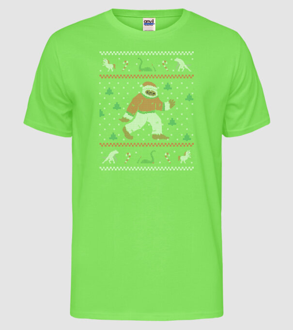 Ugly Sweater Yeti model verde neon pe tricou