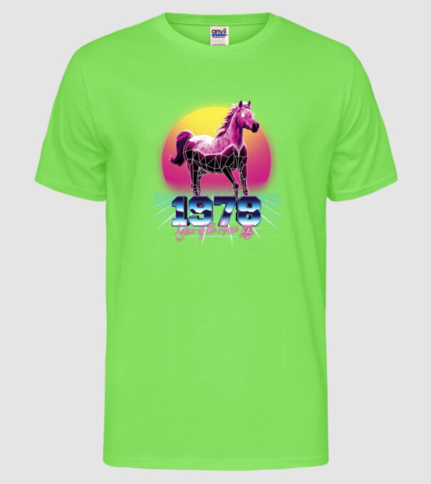 1978 Year of the Horse model verde neon pe tricou