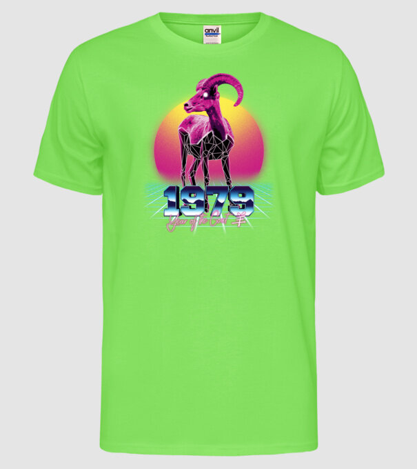 1979 Year of the Goat model verde neon pe tricou