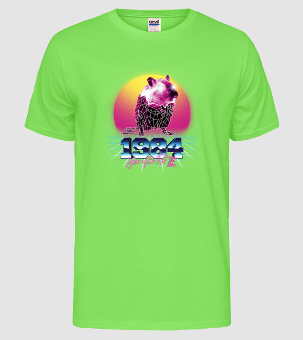 1984 Year of the Rat model verde neon pe tricou