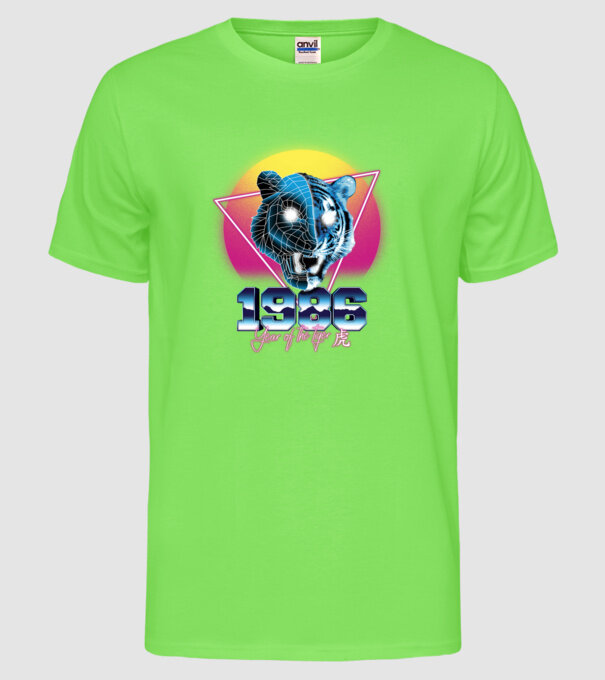 1986 Year of the Tiger model verde neon pe tricou