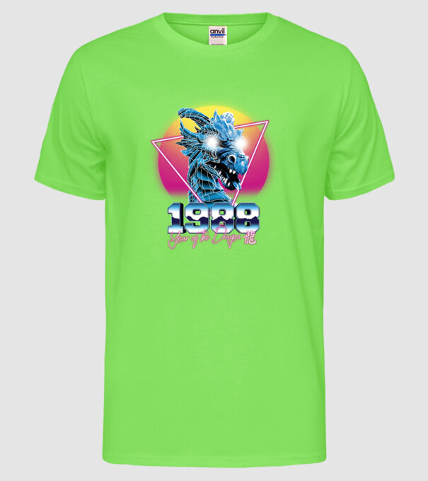 1988 Year of the Dragon model verde neon pe tricou