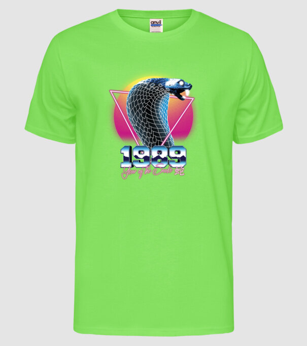 1989 Year of the Snake model verde neon pe tricou