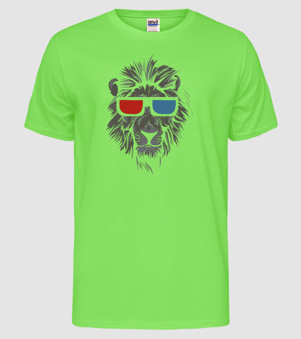 Leu 3d model verde neon pe tricou