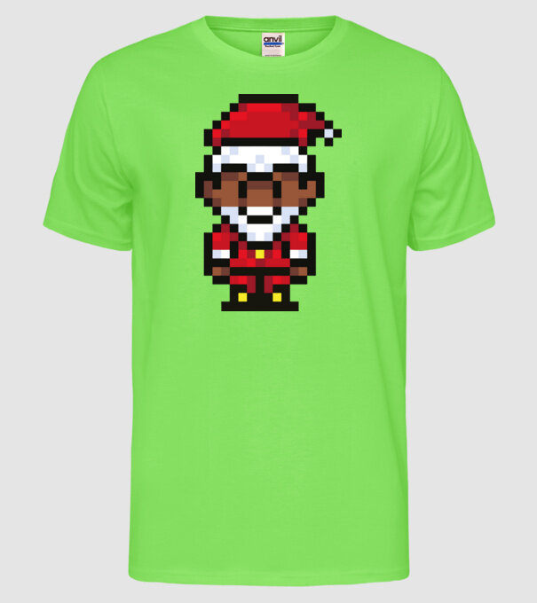 8bit pixel Moș Crăciun model verde neon pe tricou