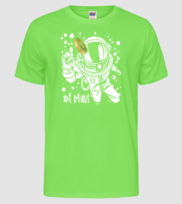 Bitcoin Astrounaut model verde neon pe tricou