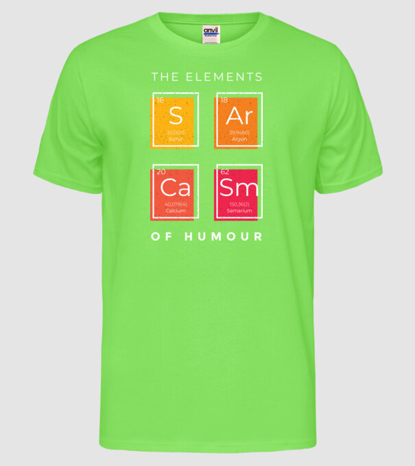 Elementele umorului model verde neon pe tricou