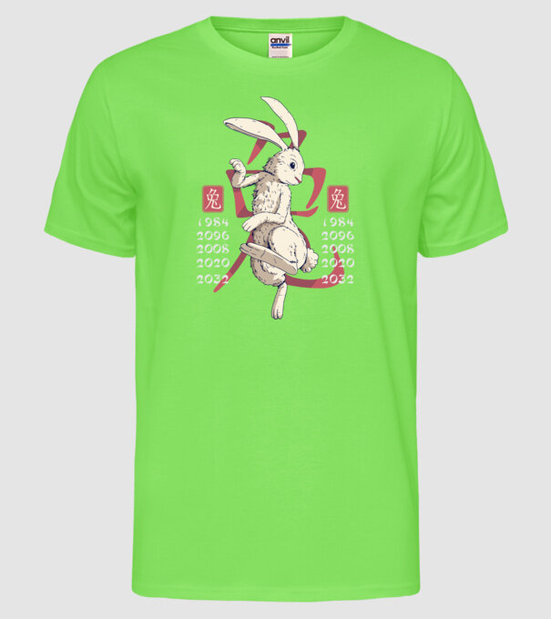 Year of the Rabbit model verde neon pe tricou