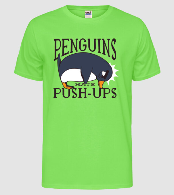 Pinguinii urăsc flotările model verde neon pe tricou