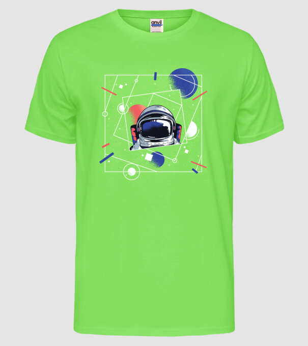 Astronaut univers abstract model verde neon pe tricou