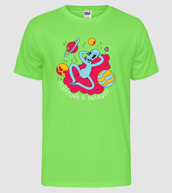 Alien Chill model verde neon pe tricou