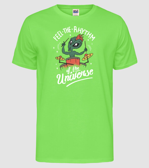 Alien baterist model verde neon pe tricou