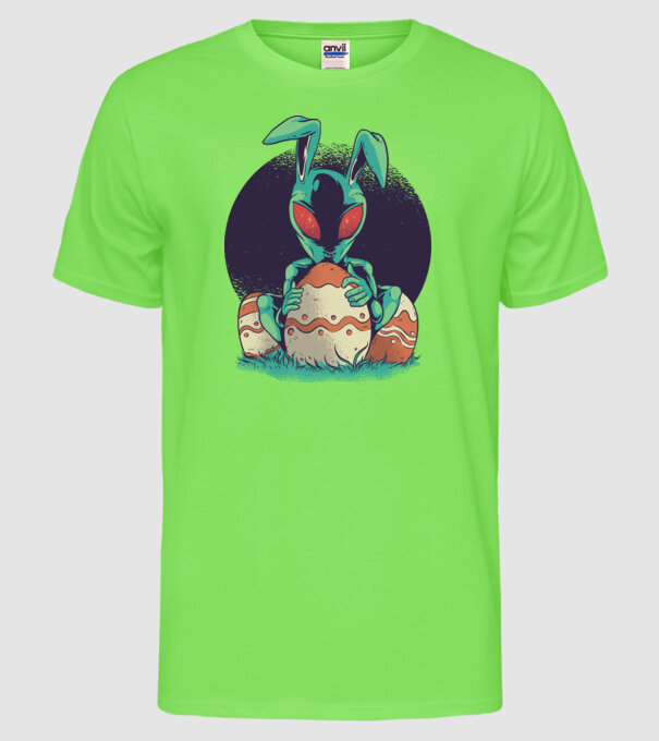 Paște Alien model verde neon pe tricou