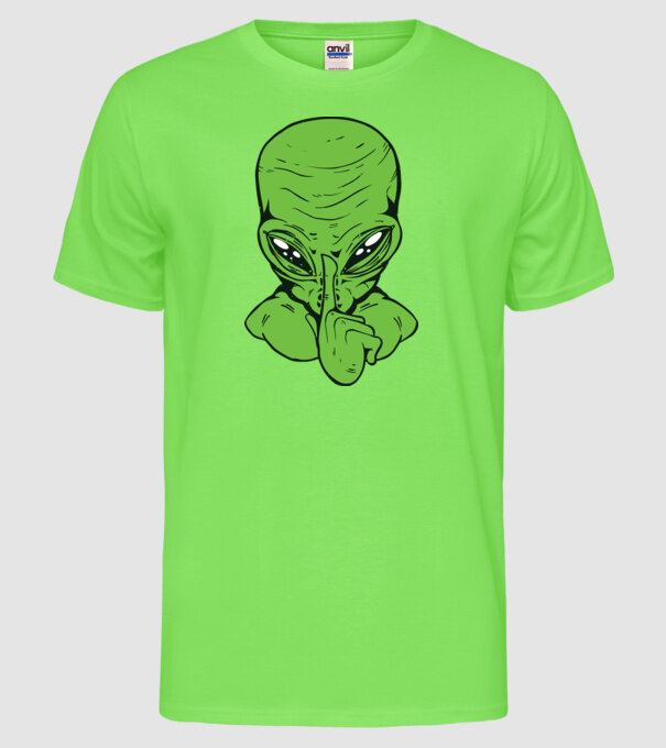 Alien Psst model verde neon pe tricou